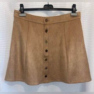 Women’s Fuinloth stretchy buttoned suede like Tan mini skirt‎ size Large